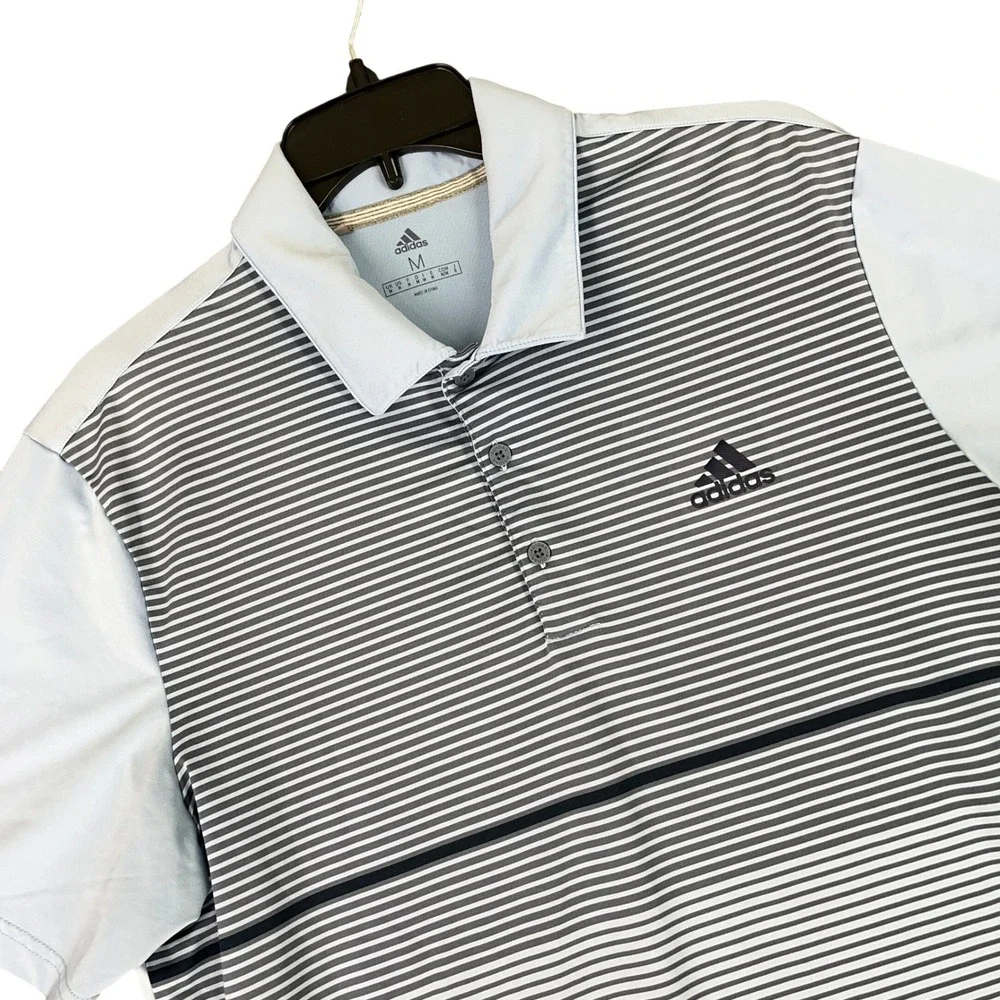 Adidas Performance Golf Polo Shirt Men M Striped Gradient Stretch Athletic Sport